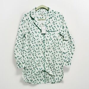 Petite Plume Nightshirt Pajama XS Evergreen Forest Trees Cotton Flannel New